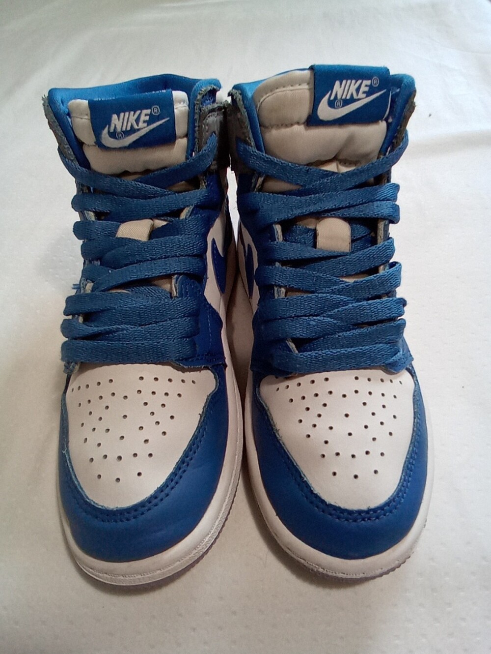 Nike Kids White and Blue High-Top Sneakers